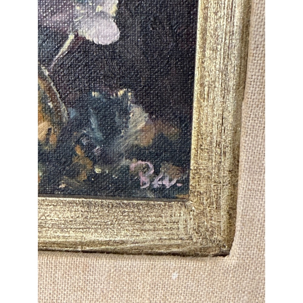 Vintage 1971 Bev Erickson Floral Oil Painting Signed Framed Mid Century Art 5x7 - Picture 11 of 12